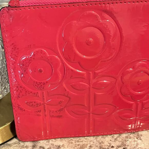 Brighton Pink Patent Leather Flower Embossed Wristlet - Silver Brighton Hardware - Picture 5 of 10